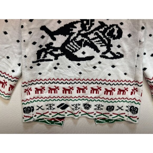 Womens Open Front Cardigan Sweater Medium Christmas Snowland Turndown Collar - Picture 8 of 9